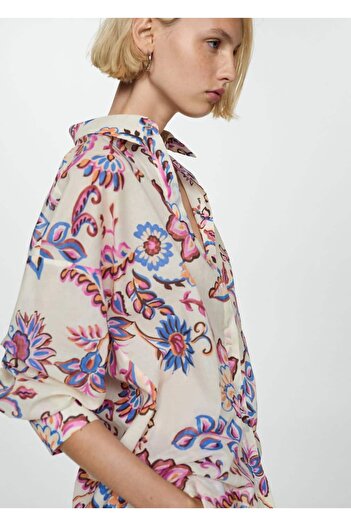 MANGO Woman Floral draped shirt
