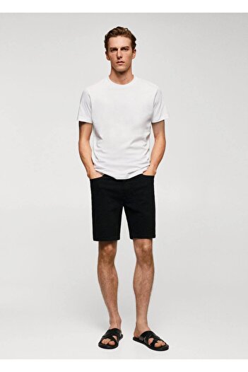 MANGO Man Βαμβακερό μπλουζάκι Basic Stretch