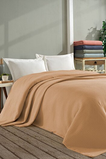 Cote Blanc Orange Waffle Pique Blanket - Double, 100% Cotton, 200x260