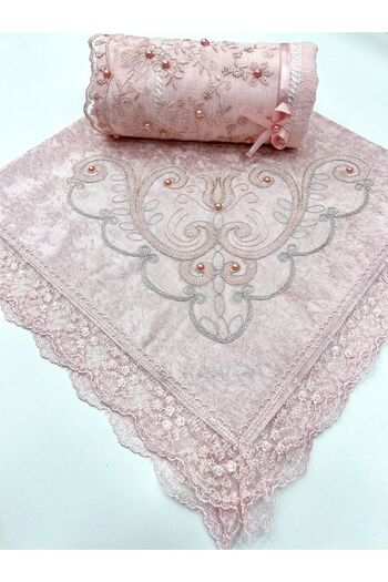 AYHANHOME Dowry Set of 2 Towel Bundles with Laced Pearls