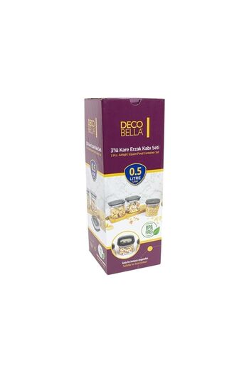 Decobella Set of 3 0.5 Lt. Square Food Container