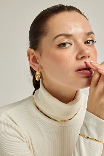 Marie Claire 18 Ayar Altın Kaplama Gümüş Yassı Zincir Kolye 40cm