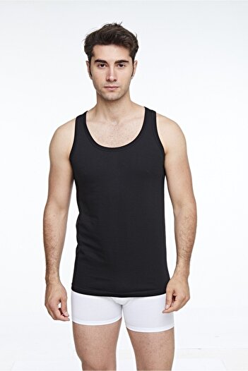 FSM1453 Men's Cotton Single Jersey Combed Classic Black Undershirt, Pack of 6