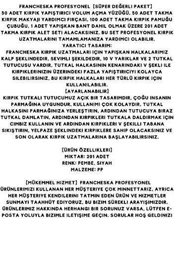 Francheska 201 PARÇA kirpik uzatma malzemeleri SETİ-İpek Kirpik Uygulama Yardımcı Malzemeler Seti