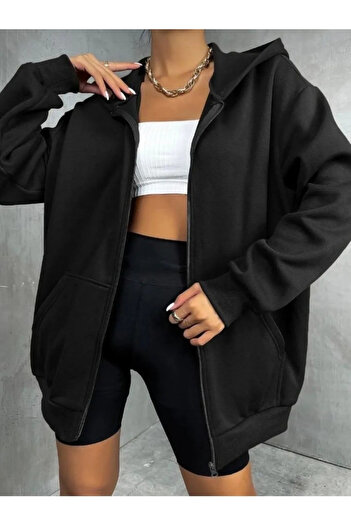 DEEPSENCE Black Hooded Unisex Cardigan - Hooded Fabric