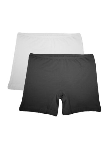 FSM1453 Women's Cotton Normal Waist Thin Elastic Colored Shorts Oversized Boxer Lycra Panties 2-Piece -3037