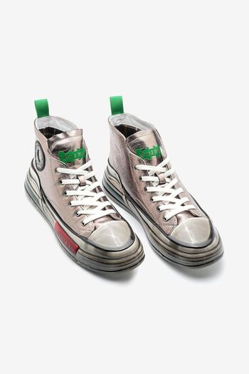 Guja Glossy Leather High Top Gray Men's Sneakers