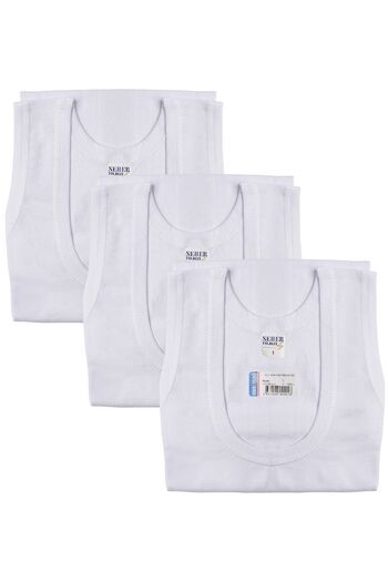 Seher Yıldızı 3-Piece White Men's Combed Cotton Undershirt
