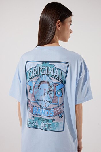 Lee Croială relaxată - Tricou albastru 100% bumbac, decolteu