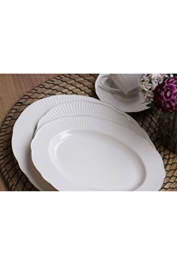 Kütahya Porselen 24 cm İlay Boat Plate - Gold Net