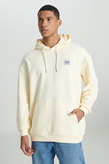 Lee Loose Fit Rahat Kesim %100 Pamuk Kapüşonlu Şardonlu Ekru Sweatshirt