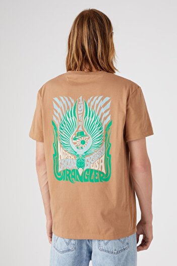 WRANGLER Brown Crew Neck 100% Cotton Relaxed Fit T-shirt