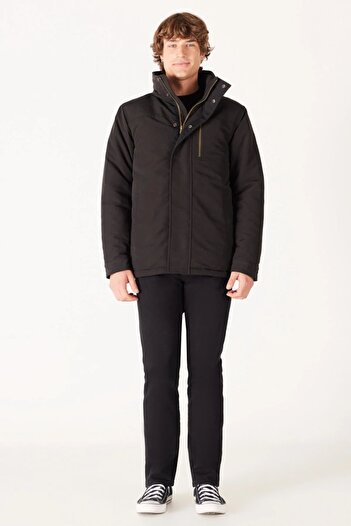 WRANGLER Stand Collar Regular Fit Black Men's Coat W40bww100