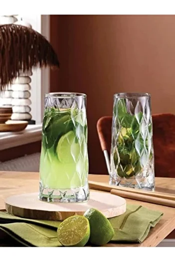 Paşabahçe 18 Piece Leafy Glass Set - Soft Drink, Water and Coffee Side Set