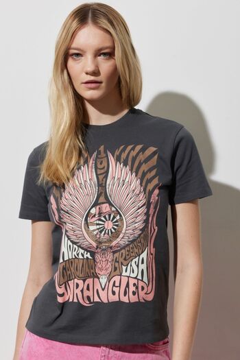 WRANGLER Anthracite Color - 100% Cotton, Regular Fit Crew Neck T-Shirt