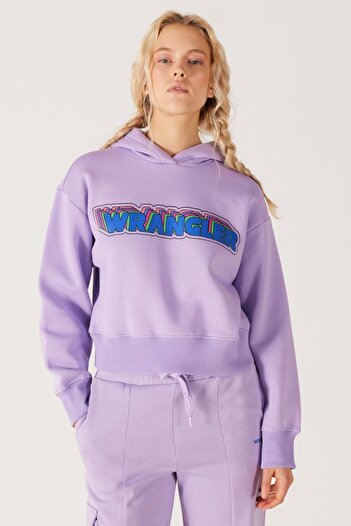 WRANGLER Lilac Hooded Fleece Regular Fit Sweatshirt