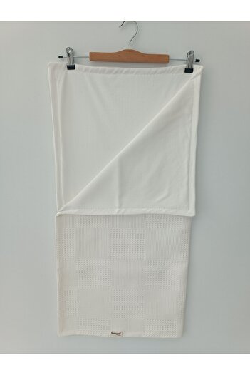Tomuycuk Double Sided Ecru Baby Blanket - 100% Cotton, Natural Organic, 86x86cm Sleeping Blanket