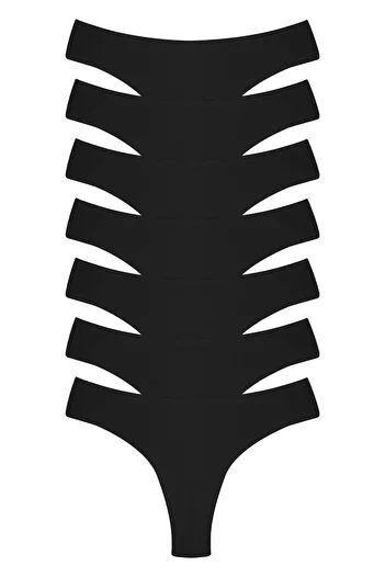 Dominant Chiloți negri din lycra din bumbac brazilian pentru femei, pachet de 7 27000-601