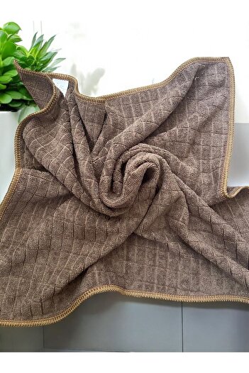 Single (3 Pieces) Brown Microfiber Kitchen Cleaning Cloth 40:40 cm Stain Resistant and Odorless