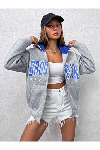 npLStore Великий розмір унісекс з блискавкою та принтом, 3 нитки, полярна кофта / куртка