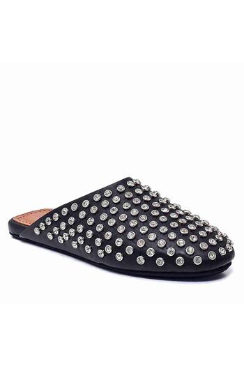 Sofia Baldi Black Leather Pietra Women's Flat Slippers