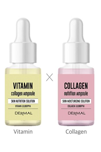 Dermal 2'li Yaşlanma Karşıtı Serum Set Elastikiyet Canlılık ve Parlaklık Vitamin Kolajen