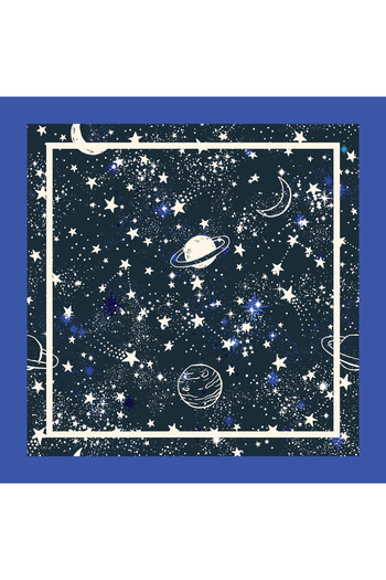 Modabutik Kadın Mavi Moon Desenli Bandana 70x70 DG1263-22