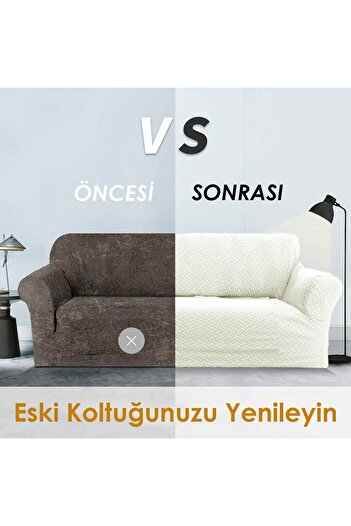 Faiend Tuğla Desen 3 Krem Kişilik Lastikli Kanepe Örtüsü | Lastikli Koltuk Örtüsü | koltuk kılıfı