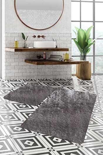 Sarar Senora 2-Piece Large Xl Size Post Plush Bathroom Set 120x80 80x50 Gray