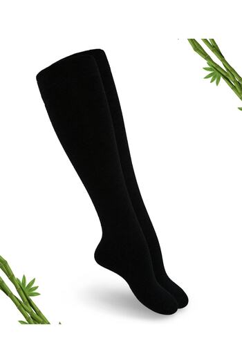 DAYCO Premium Black Women's Bamboo Socks - Seamless and Knee-length (1 Pair) - Skin-shaping Socks