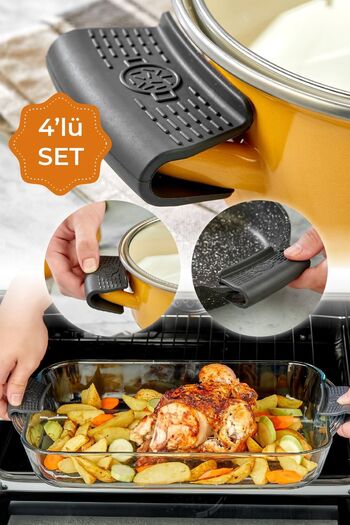 Vienev 4 Pieces Heat Resistant Pot Handle Pan Holder Fireproof Non-Stick