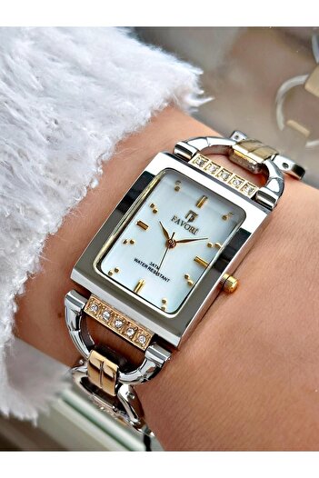 Favori Stone DeTailed Cornered Women's Wristwatch - Fvr-1112.2tmt
