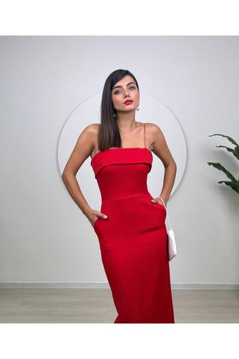 GİZONLY Askılı düz elbise