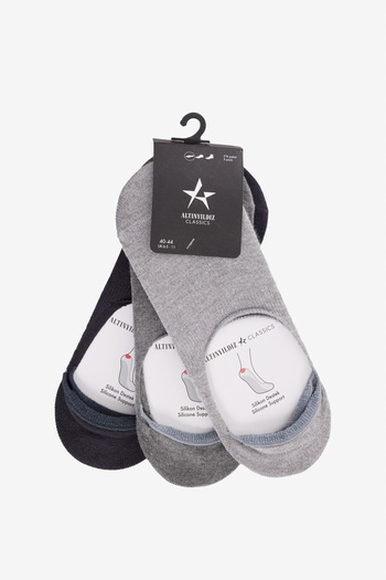ALTINYILDIZ CLASSICS Men's Anthracite-Grey 3-Pack Silicone Supported Ballerina Socks