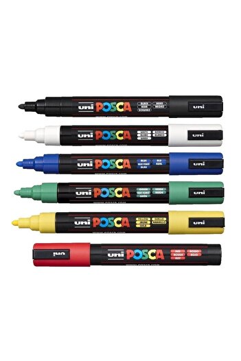 Uni Posca PC-3M Painting Marker Set of 6 Primary Colors