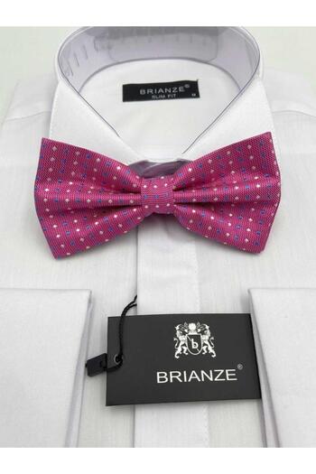 Brianze Pink Blue White Dotted Bow Tie