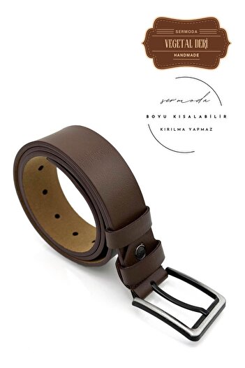 Moda Anna Ζώνη τζιν 38 mm Καφέ φυτικό δέρμα