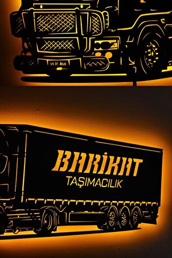 Bifikir Tasarım Scania Tır, Kamyon Led Işıklı Ahşap, Mdf Duvar Süsü, Duvar Dekor Tablo Aksesuar