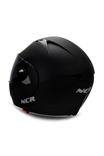 NCR Çene Açılır Mat Kask Siyah Vizörlü Ece Belgeli