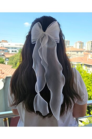 fluffydreams Αυτόματη αγκράφα Fluffy Dreams White Organza Bow Ribbon