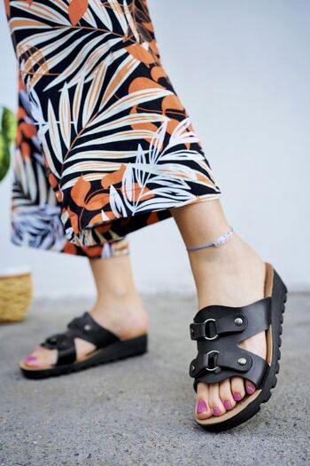Modafırsat Black Women's Wedge Heel Slippers Stylish Comfortable Sea Beach Dowry Slippers