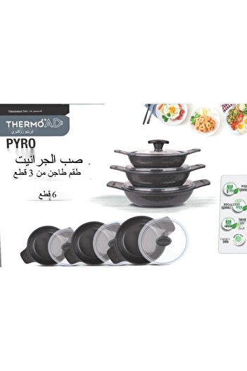 ThermoAD güveç 3 lü sahan set kapaklı