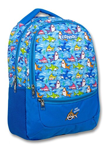 ÜMİT ÇANTA Rucsac și set de prânz pentru școala primară Cennec Blue Fishes - Băiat