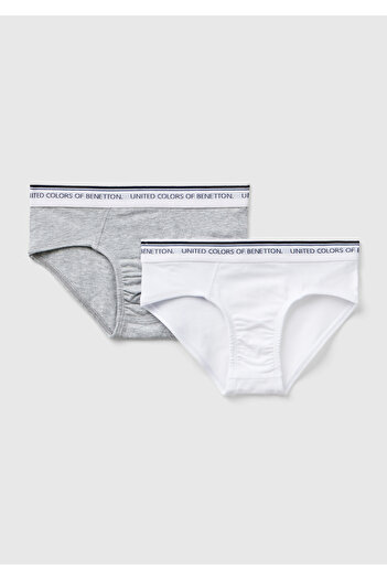 United Colors of Benetton Boy's Gray Beli Logo Printed Solid Color 2-Piece Slip Set