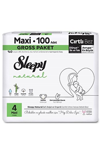 Sleepy Natural Gross Paket Bebek Bezi 4 Numara Maxi 100 Adet