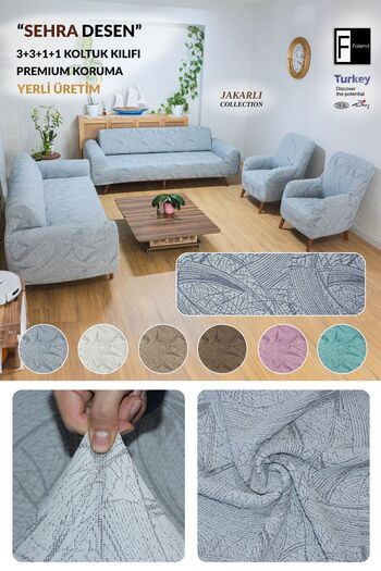 Faiend Jacquard Coffee Table Pattern Gray 3 3 1 1 Elastic Sofa Cover| Elastic Seat Cover| seat cover