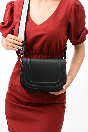 Rosmod Black Covered Women's Shoulder Bag - Column Strap