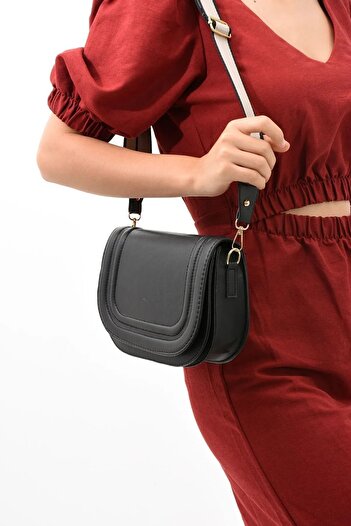 Rosmod Black Covered Women's Shoulder Bag - Column Strap