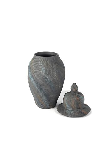 Mikasa Moor 43cm Blue Gray Ceramic Vase with Lid