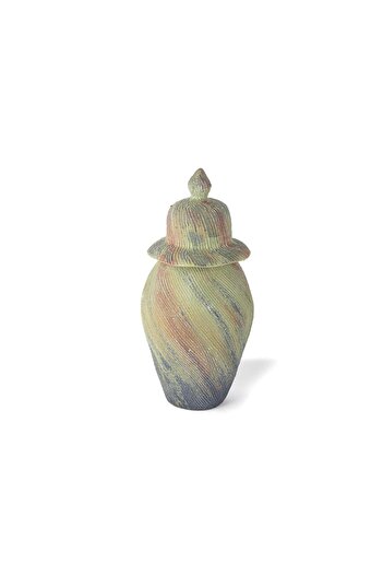 Mikasa Moor 43cm Ceramic Green Gray Vase - with Cube Lid